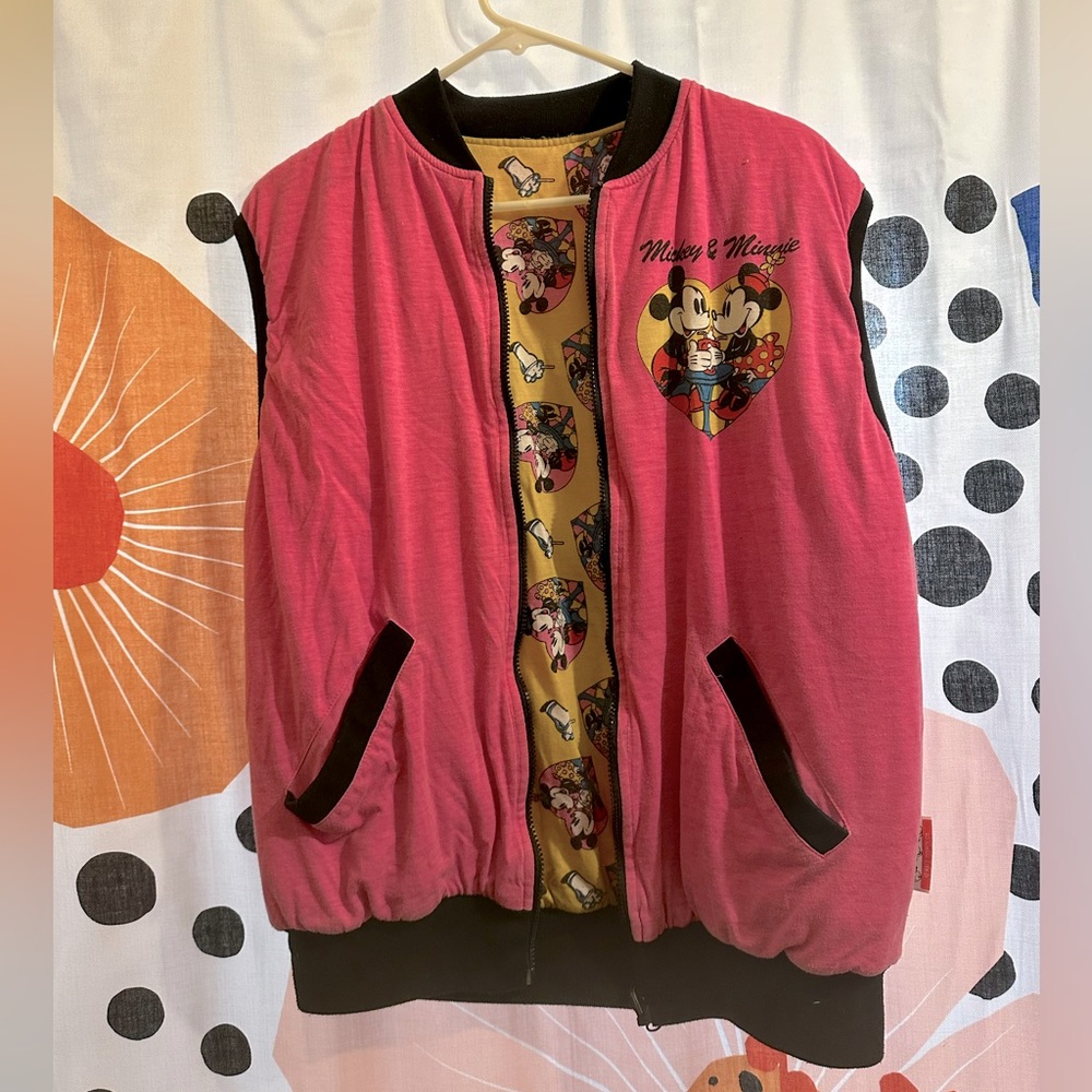 VINTAGE MICKEY & CO LADIES PINK REVERSIBLE QUILTED VEST SIZE MEDIUM